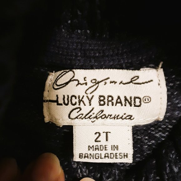 Lucky Brand Shawl Collar Sweater 2T Boys Blue Marbled Top - Picture 6 of 7